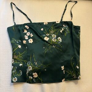 Reformation Dark Green Floral Camisole